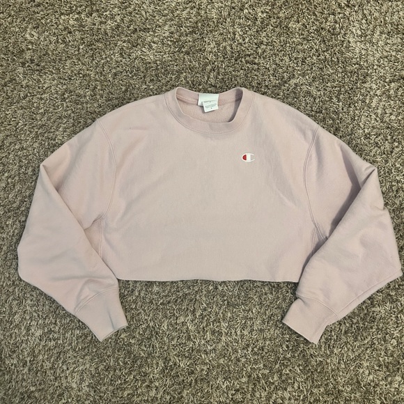 Champion Women’s Reverse Weave Cropped Sweatshirt - Light Pink, Size Medium- EUC - Picture 1 of 6